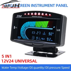 5 in 1 Car Truck 12v/24v LCD Digital Oil Pressure Gauge/Volt Voltmeter /Water Temperature Gauge/Fuel Gauge /Tachometer