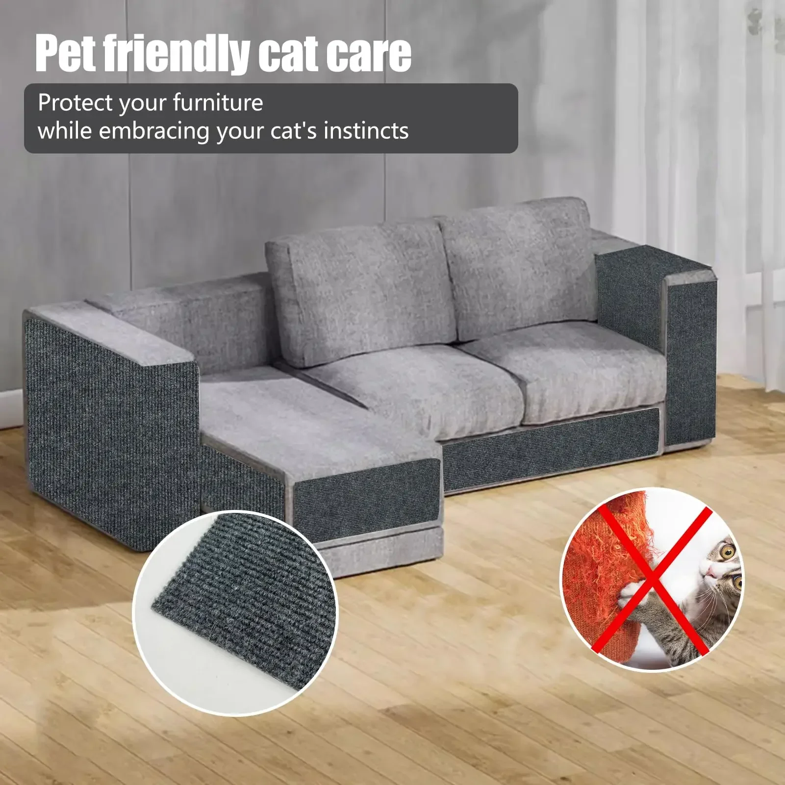 Cat Scratching Mat Cat Carpet with Self-Adhesive Trimmable Scratching Post Carpet, Scratch Furniture Protector