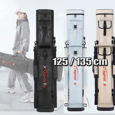 1.25 1.35M 대용량 다기능 낚시 가방 낚시 장비 보관 가방 한 어깨 손 낚시대 가방 PU 가죽 도구