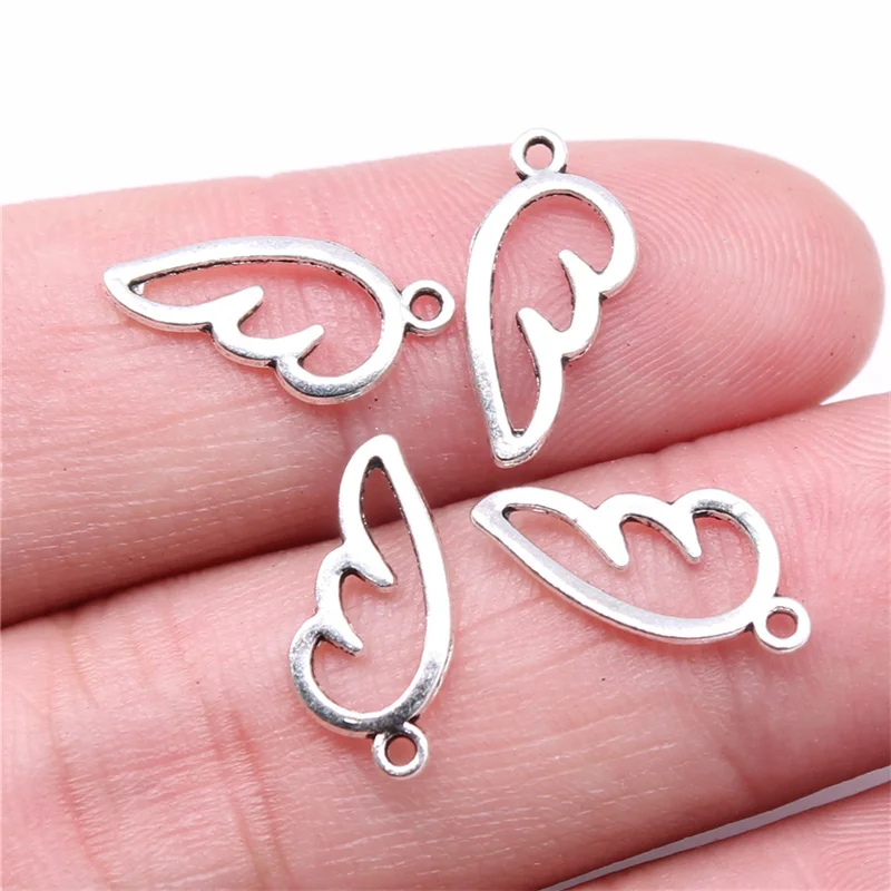 40pcs Charms 16x8mm Angel Wing Charms For Jewelry Making DIY Jewelry Findings Antique Silver Color Alloy Charms Pendant