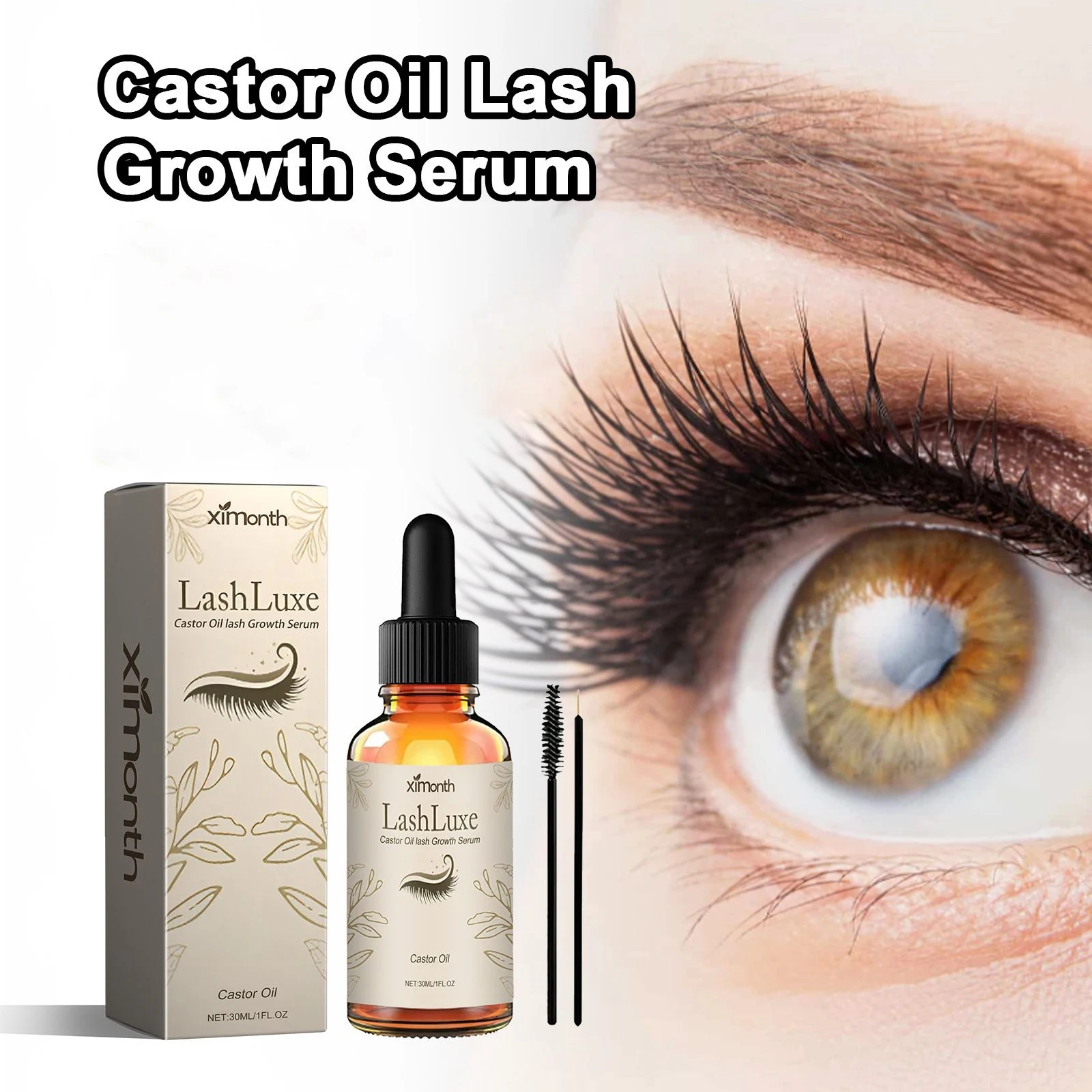 Olio di ricino Estensione delle ciglia Essenza di crescita Enhancer naturale Più lungo Più spesso Sottile Ciglia più piene Fragile Sparse Eye Lash Care