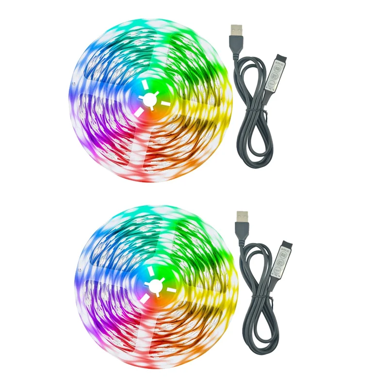 

LICE-2Pcs Светодиодная лента 39,37 дюйма USB 5050Rgb Водонепроницаемая встроенная световая лента Smart TV Фоновый свет