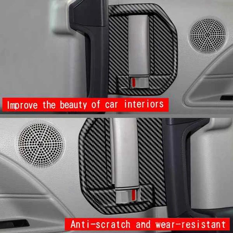 For Toyota Sienna XL40 2021 2022 Carbon Fiber Car Inner Door Handle Bowl Cover Trim Frame Sticker Decor Accessories