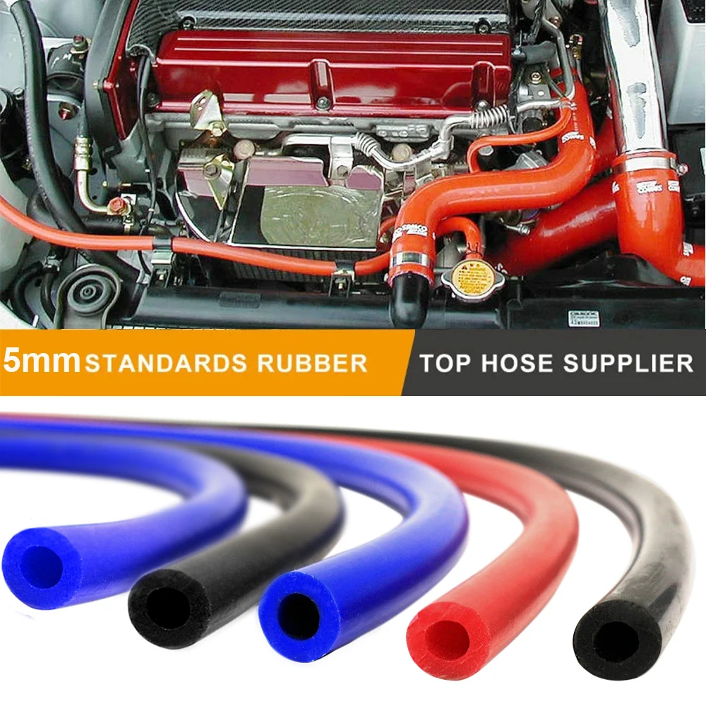 1-50 Meter Universal Car Vacuum Silicone Hose, 5mm Inner Diameter 3mm Thickness Auto Silicone Hose, Racing Line Pipe Tube Hose