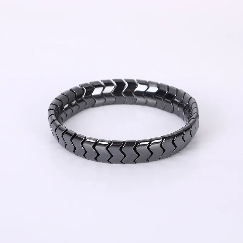 Weight Loss Magnetic Power Therapy Bracelet for Men Women W Shape Black Hematite Stone Beads Stretch Health Care Couple Jewelry