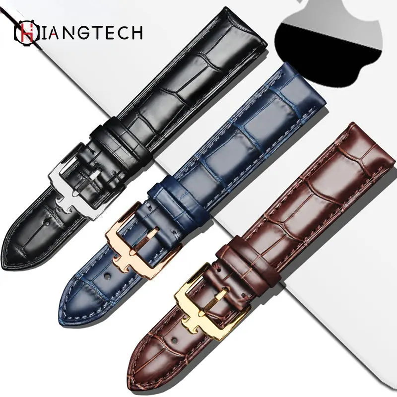 watch strap for Jaeger watch LeCoultre strap men\'s crocodile pattern leather flip dating master clown watch strap 20mm 21mm