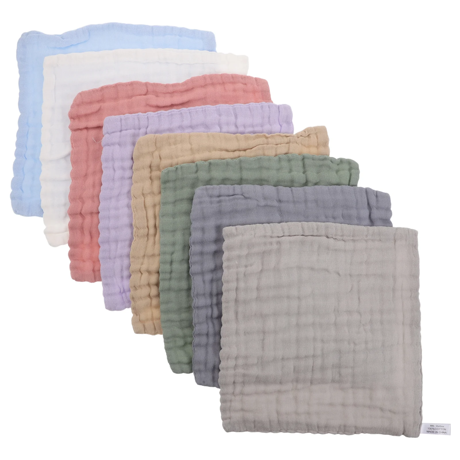 

8Pcs Baby Muslin Burp Cloths 6-Layer Absorbent Cotton Soft Feeding Burp Dribble Bibs Newborn Infant Face Towels Bath Cloths