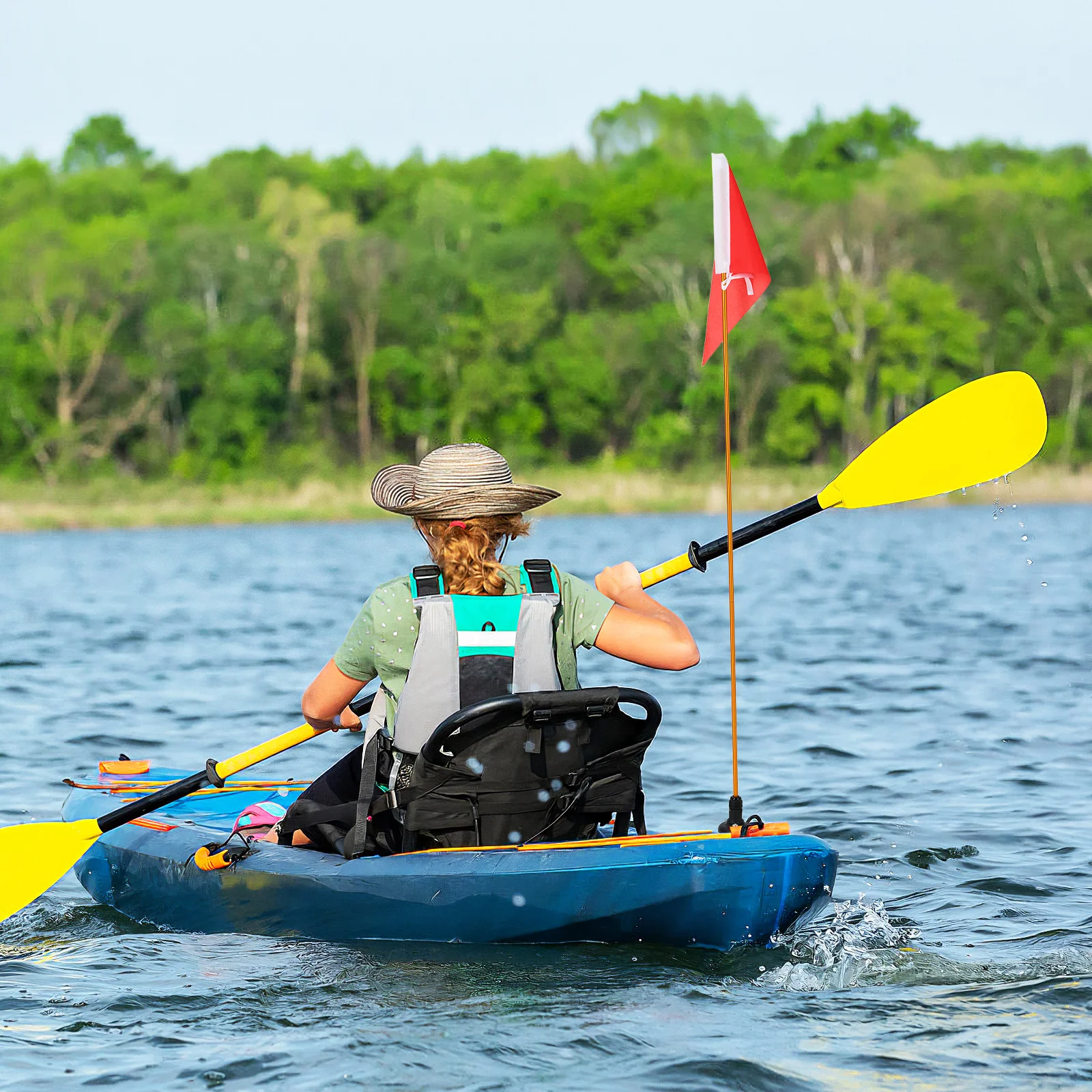 1 مجموعة متعددة الوظائف قارب العلم مشرق الملونة السلامة كاياك العلم مع القطب المعدني المقاوم للتآكل للسفر زورق اليخوت #2