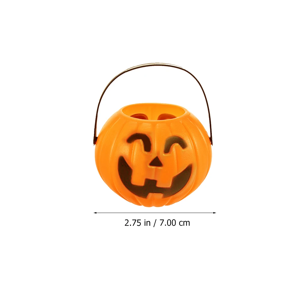 

5 Pcs Trick or Treat Pumpkin Smiling Bucket Halloween Candy Holder Lantern Props