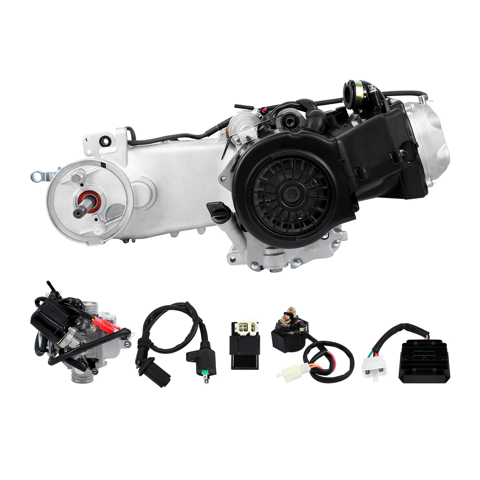 Kit Motore GY6 150CC a 4 Tempi, Monocilindrico Completo con Carburatore e Frizione CVT per ATV, Go-Kart e Motociclette