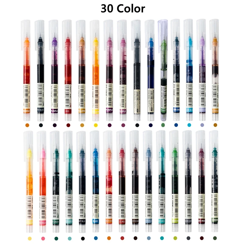 12 Color Fastdry Gel Pen Set 0.5mm Black Blue School Office Straight Liquid Rollerball Pen Rolling Ball Pens Kawaii Stationary