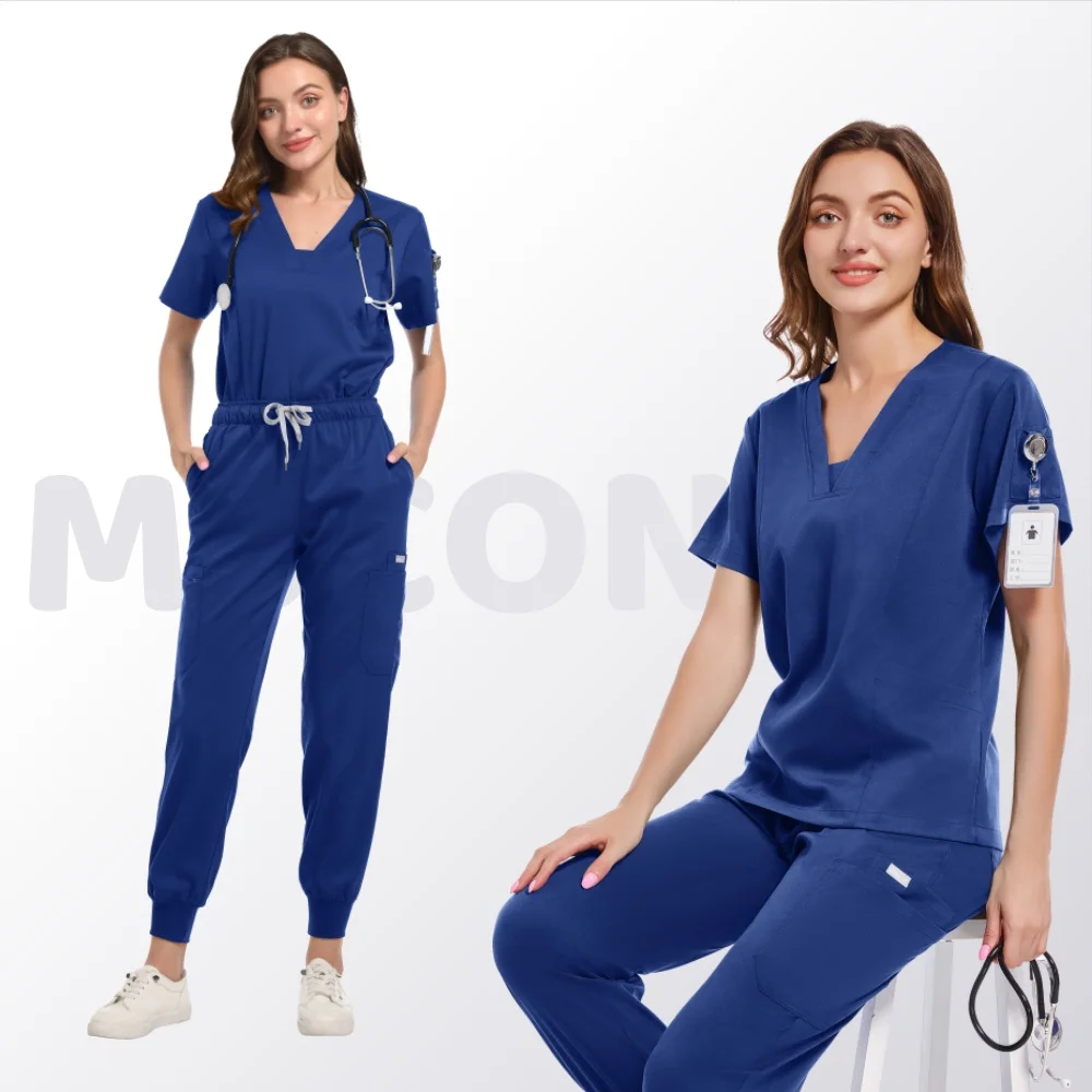 Letnie medyczne ubrania robocze z krótkim rękawem, zestawy odzieży do salonów kosmetycznych, szpitali dla zwierząt, gabinetów dentystycznych, sal operacyjnych, uniformy dla lekarzy i pielęgniarek.