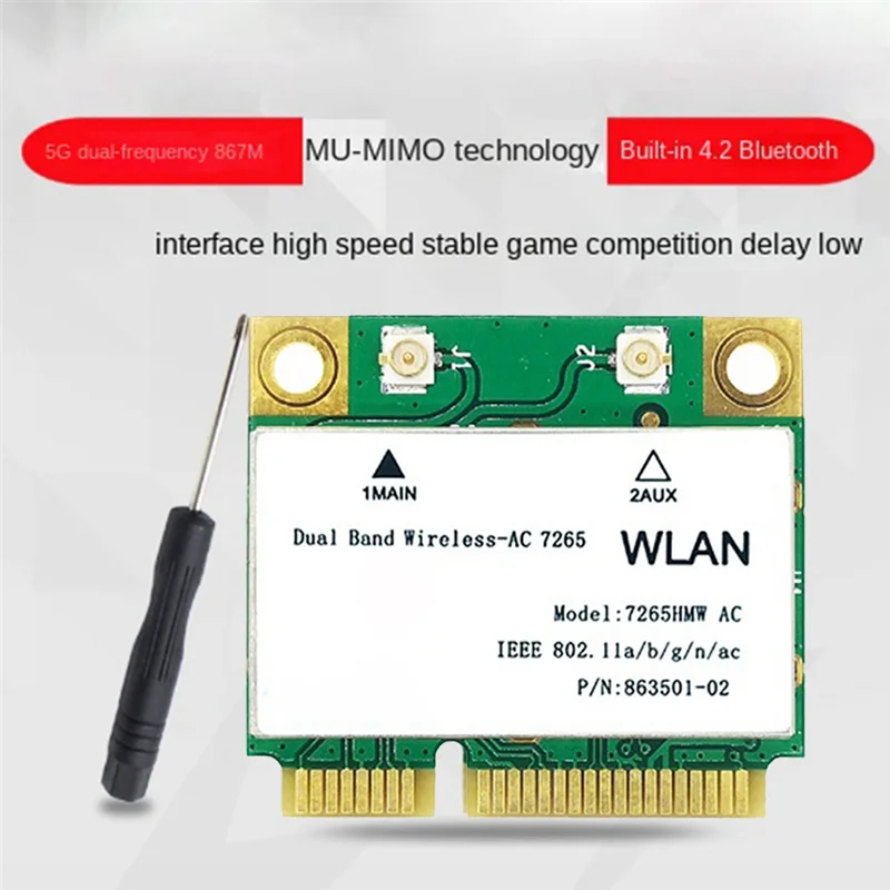 1200M WiFi Wireless LAN Dual Band 2.4G 5Ghz Bluetooth 4.2 Gigabit nirkabel LAN adaptor untuk Win7 Win8 Win10 Linux 7265HMW