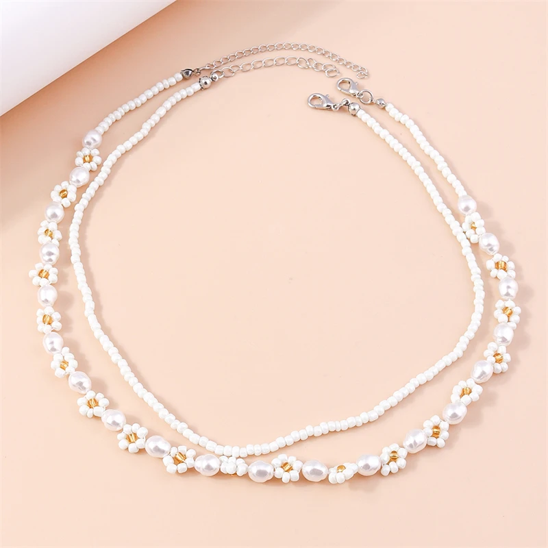 2 Teile/satz Mode Bunte Perlen Halsketten für Frauen Handgemachte Blume Perlen Choker Halsketten Mädchen Party Festival Schmuck Gifs – Detail 14
