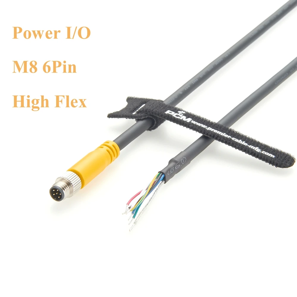 M8 6Pin Power I/O Industrial Camera Trigger Cable M8 Male to Open End High Flex Cord for Basler Boost and ACE 2 GIGE Camera