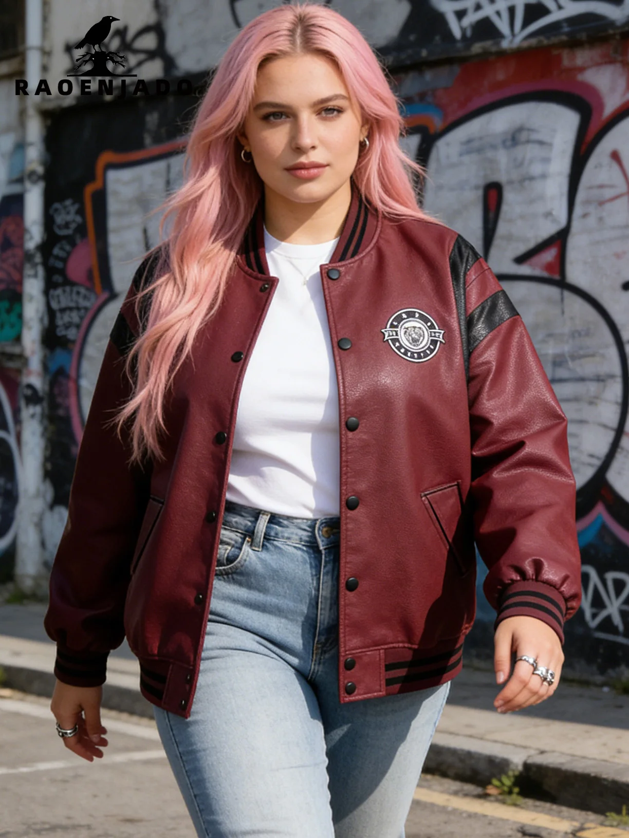 

Women's Faux Leather Jacket Plus-size Varisty Lightweight Baseball Uniform Motorcycle Racing Streetswear Spring/Autumn Coat