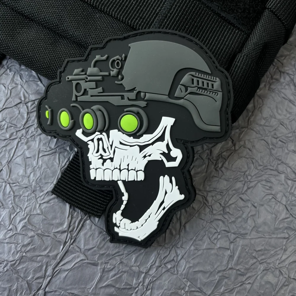 Skull 3D Pvc Patch Hook and Loop Stickers for Clothes  Night-vision Device  Tactical Military Backpack Patches for Clothing