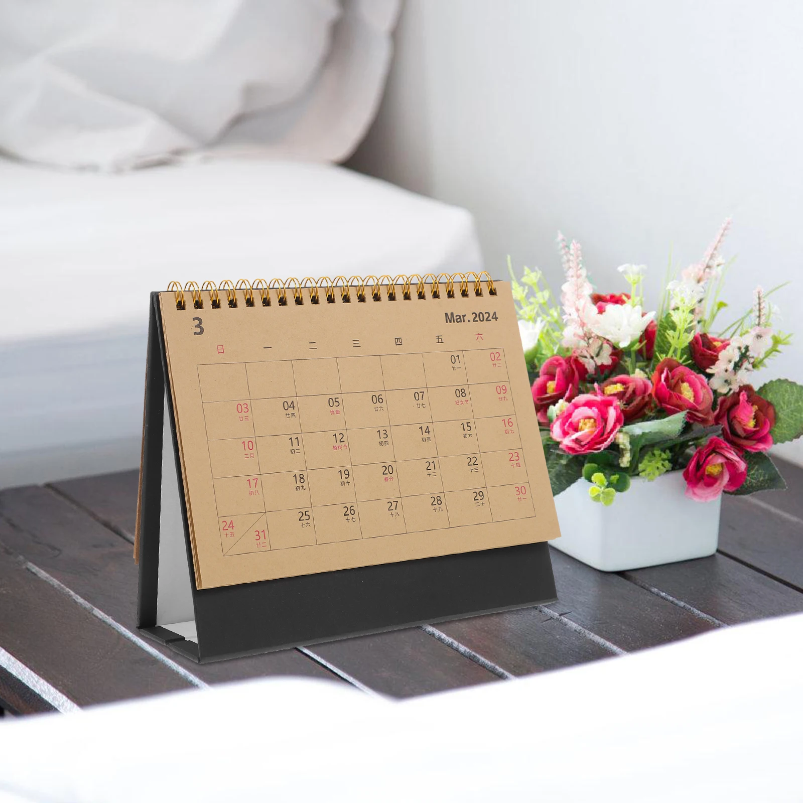 

Practical Usage Experience Desk Calendar 2024 Year Spiral Binding Standing Decorative Noting Month Business Calendar
