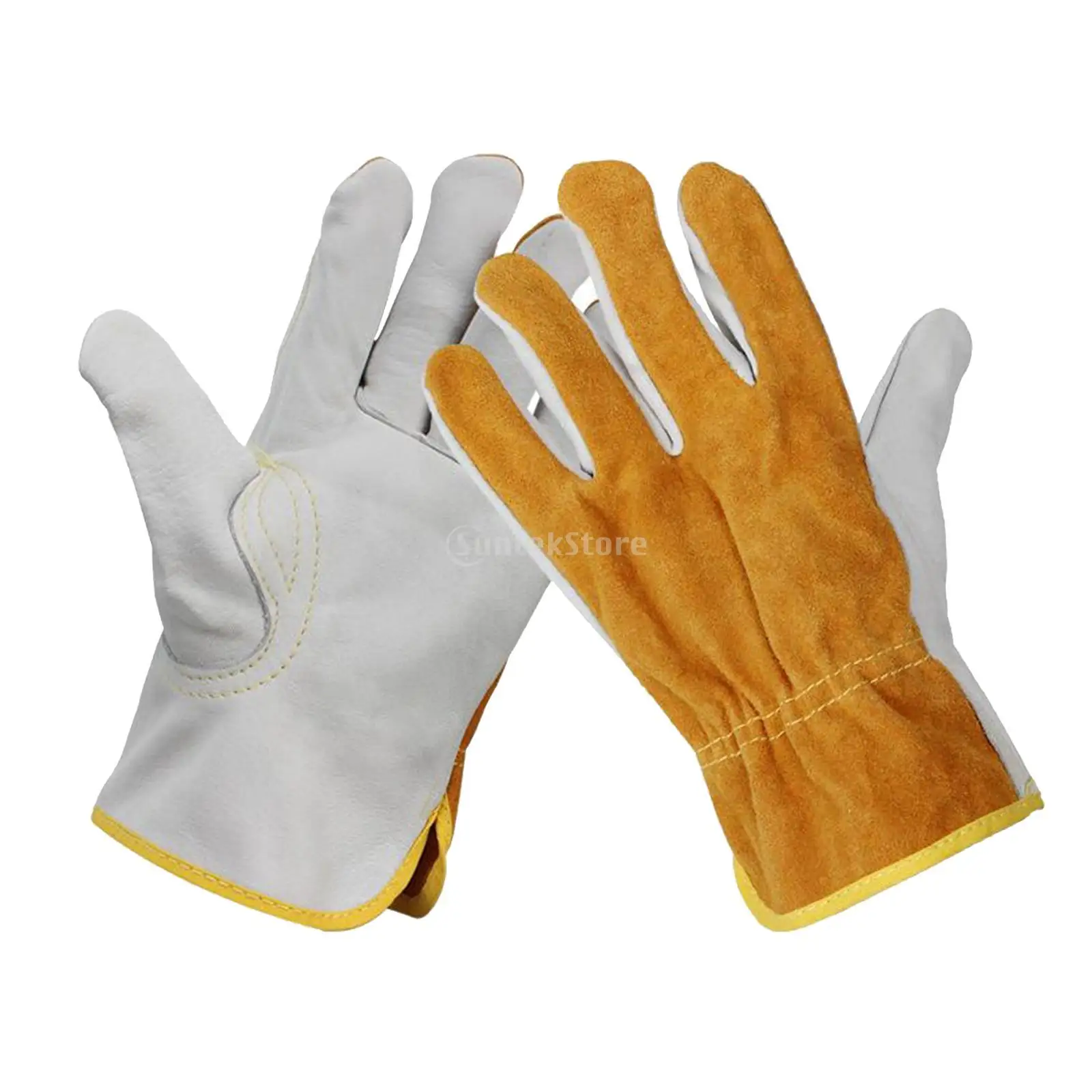 Leather Welding Gloves Heat Resistant Fireproof Hand Gear for Oven Fireplace Woodworking Camping