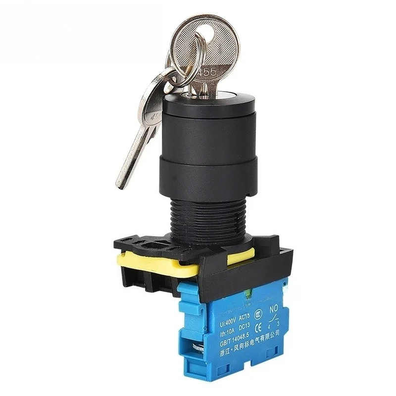 VaneAims 22mm LA36M Key Switch 12v 220v 10A 2 Position 1NO On Off Knob Button 2NO 3 Position Rotary Switch Selector with Keys