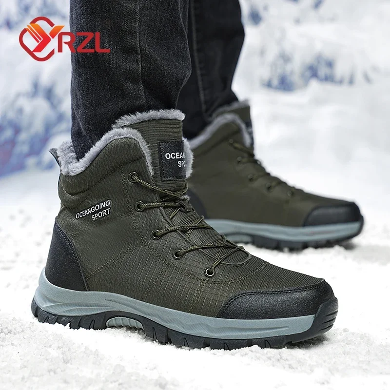 

YRZL Men Boots Winter Shoes 2024 New Warm Plush Men's Snow Boots Non-slip Winter Cotton Boots Men's Winter Snow Boot Size 39-48