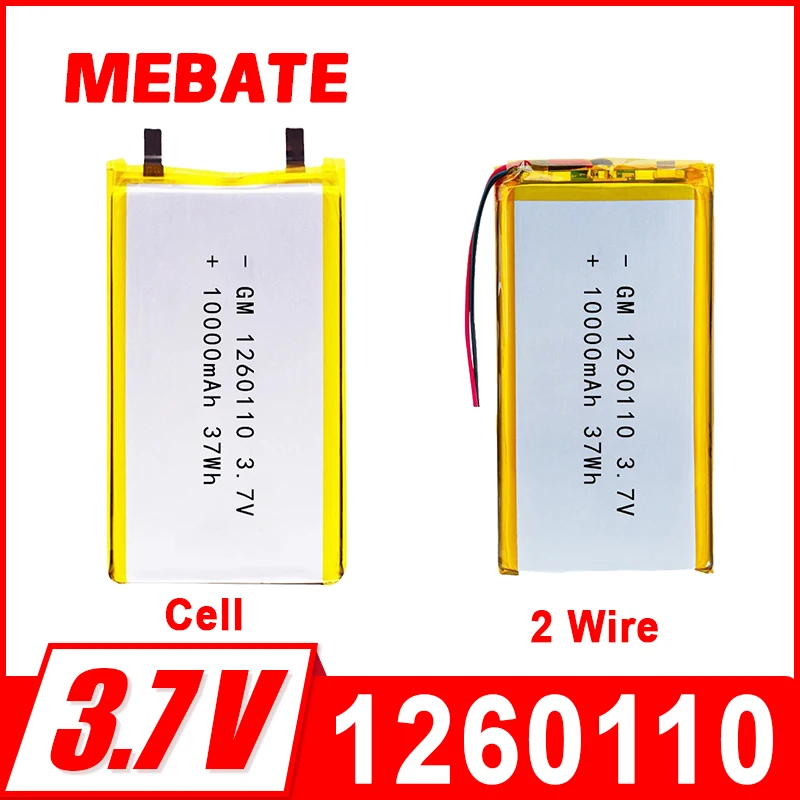 High Qulity 3.7V 10000mAh 1260110 Rechargeable Polymer Batteries Lipo Li-Po For Toy Power Bank GPS Laptop Camping Lights Diy