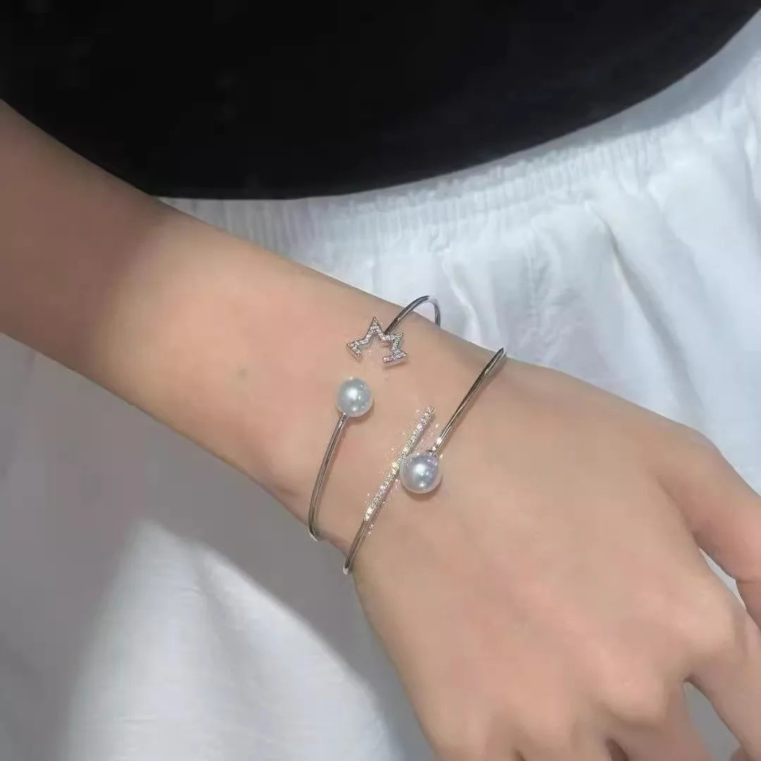 

MeiBaPJ 10 мм натуральный круглый жемчуг модный браслет со звездами для женщин очаровательные изысканные свадебные украшения