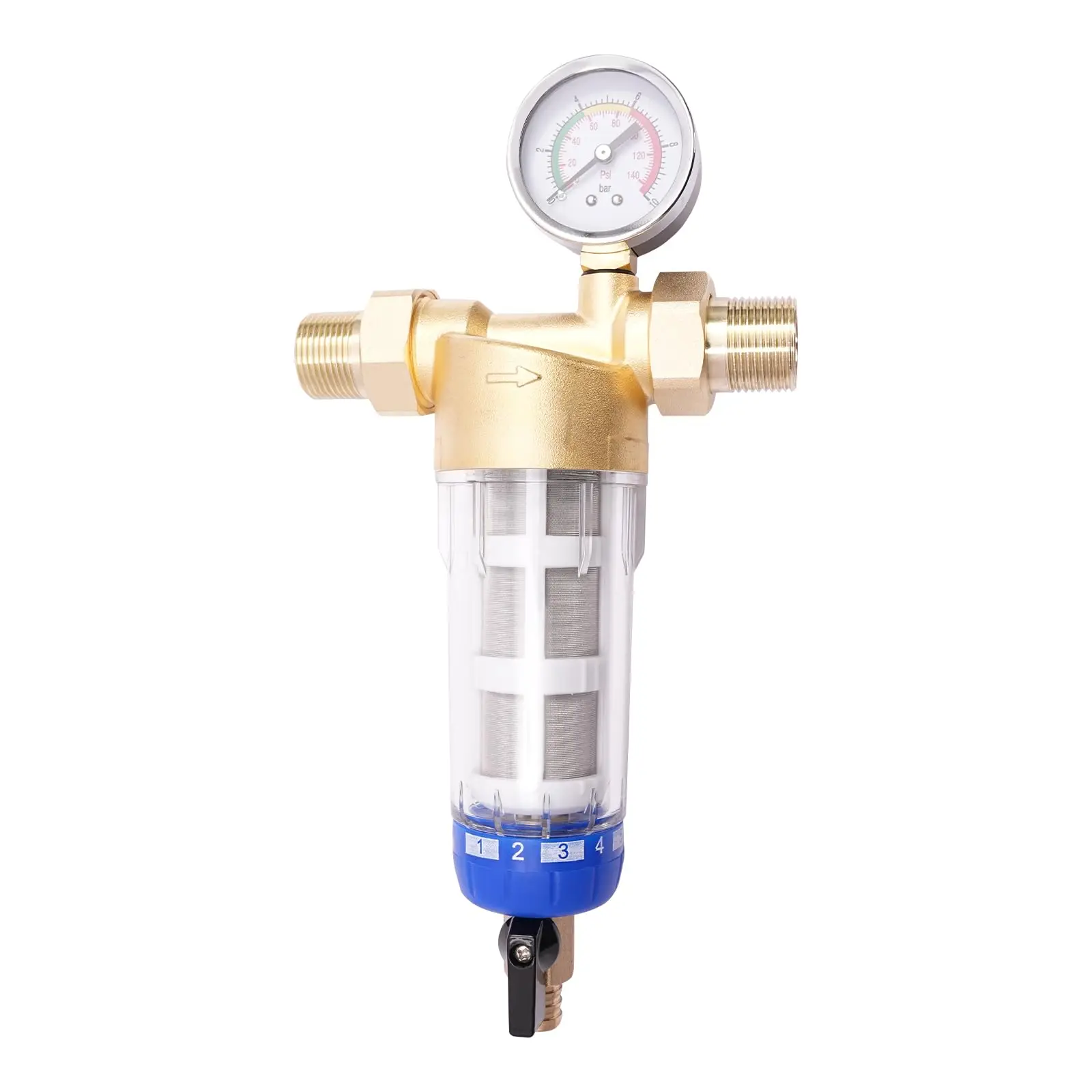 

1.26 英寸 Interface Water Filter, Flushable Prefilter, Reusable and Flushable Pre-Filtration System under Sink Water Filter