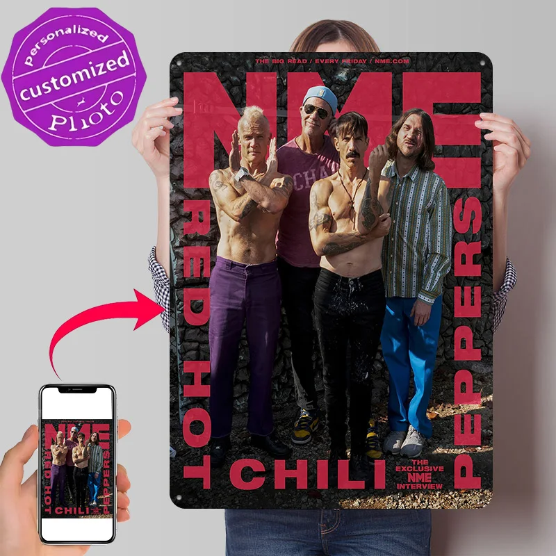 Red Hot Chili Peppers NME Magazine Cover Metal Poster Perfect Gift for Fans Lovers Customized Wall Art Metal Sign for Decor Room