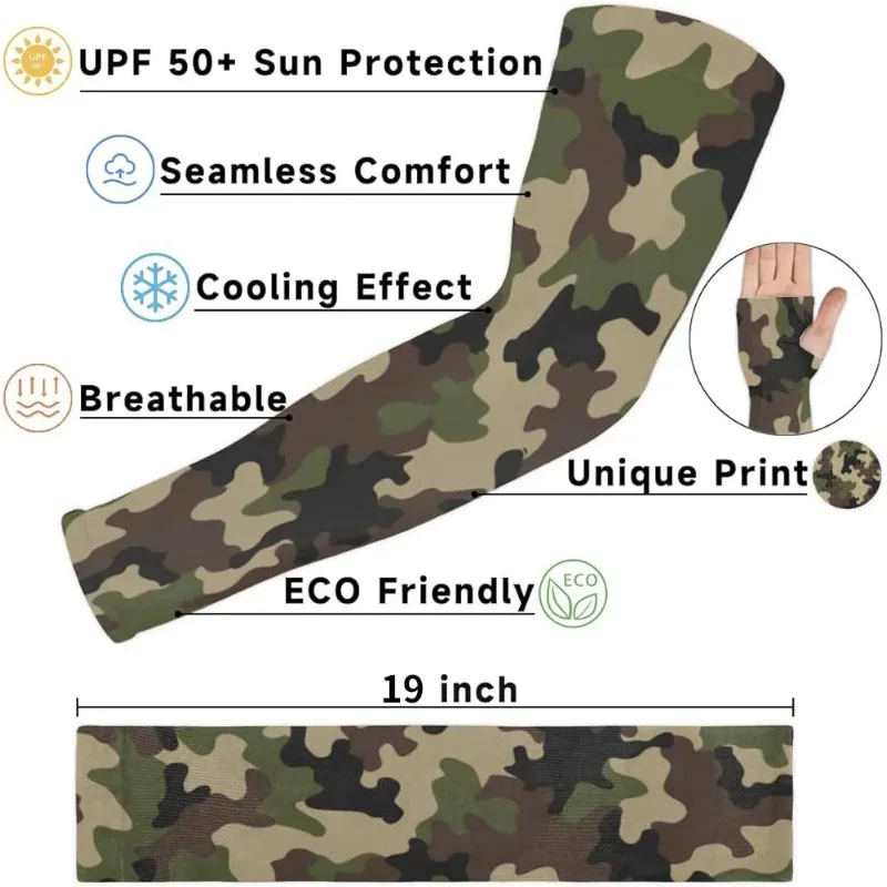 Camouflage Ice Silk Sleeve Cover Men Women Sun Protection Windproof Arm Sleeves Oversleeve for Outdoor Fishing Hunting Cycling