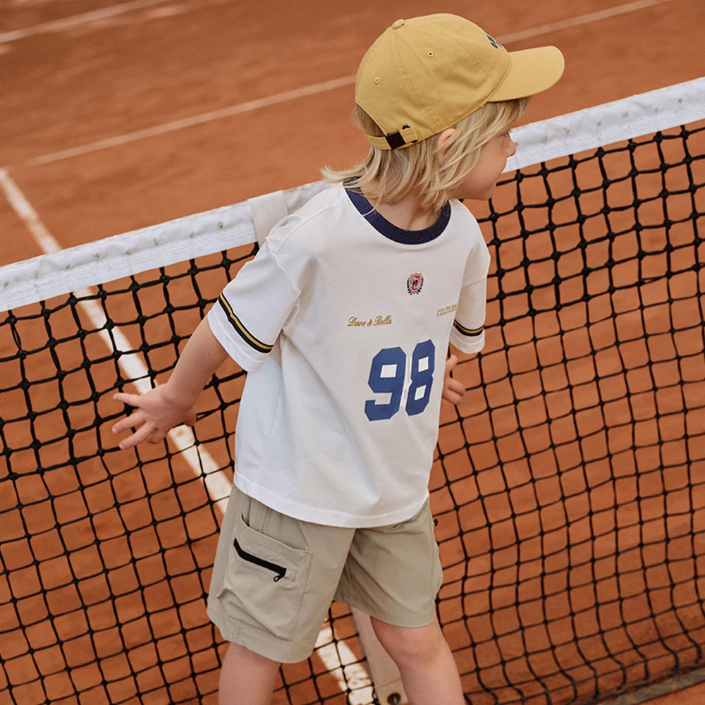 Dave Bella Boys Summer Suit Children Letter Short-Sleeved T-shirt Shorts Two-Piece Set Casual Tops Pants Clothing Set DK2261791