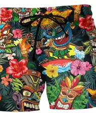 Men's Board Short Swim Shorts Trunks TiKi Graphic Prints Quick Dry Casual Daily Holiday Hawaiian Boho 4 Micro-elastic