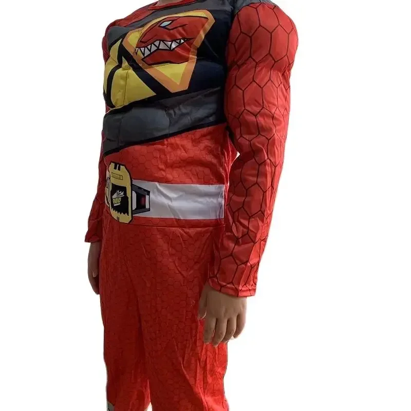 Kids Superhero Suits Birthday Party Gift Dinosaur Team Cosplay Halloween Costume Red Power Dino Charge Ranger Muscle Jumpsuits