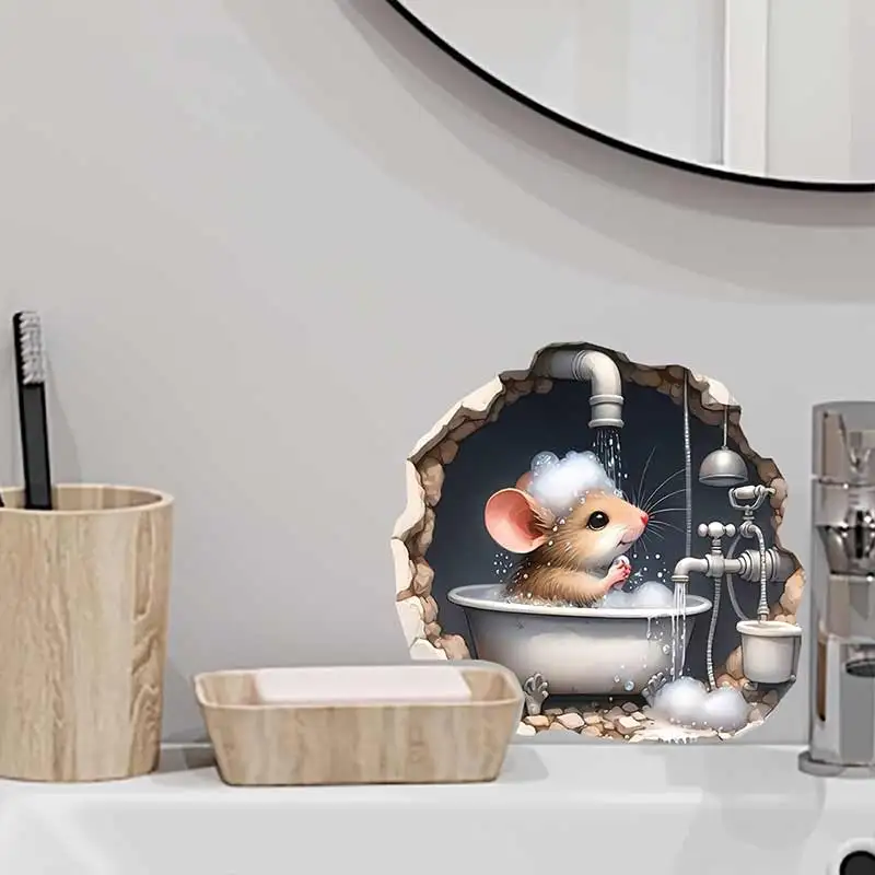 Mouse Wall Stickers, Self-Adhesive Mouse Owl Wall Stickers, Suitable for Baseboard Stairs Home Bedroom Living Room Stickers S729