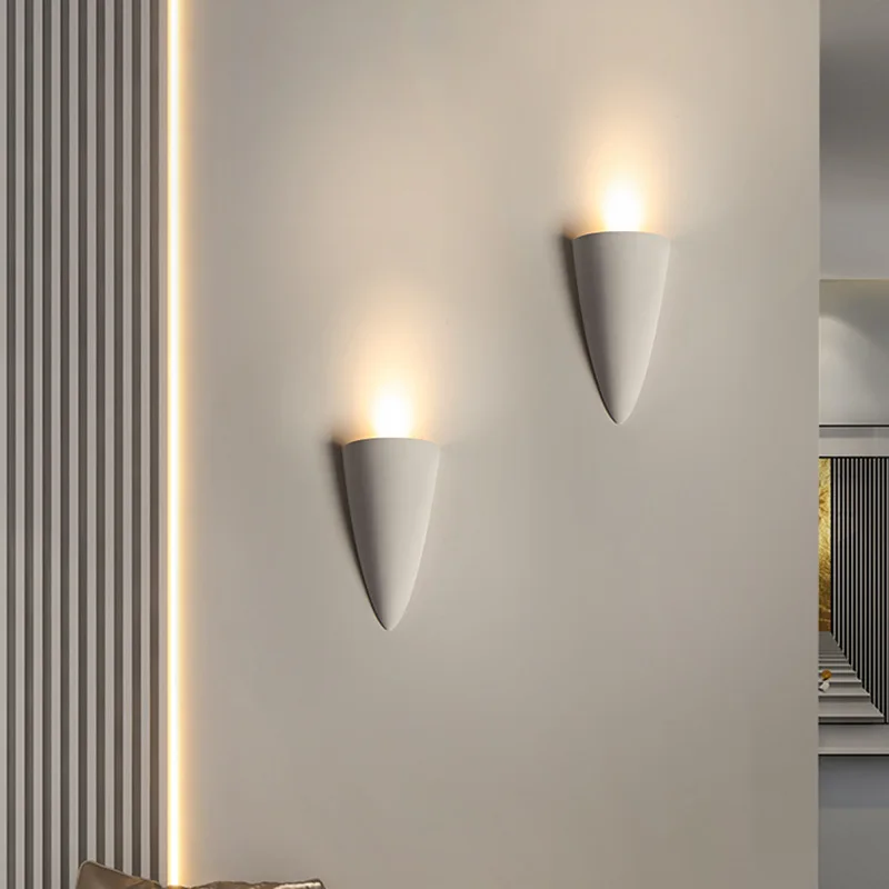 

Nice Corridor Bedroom Wall Lamp Creative Gypsum Background Lighting Fixture Minimalist Bedside Lamps