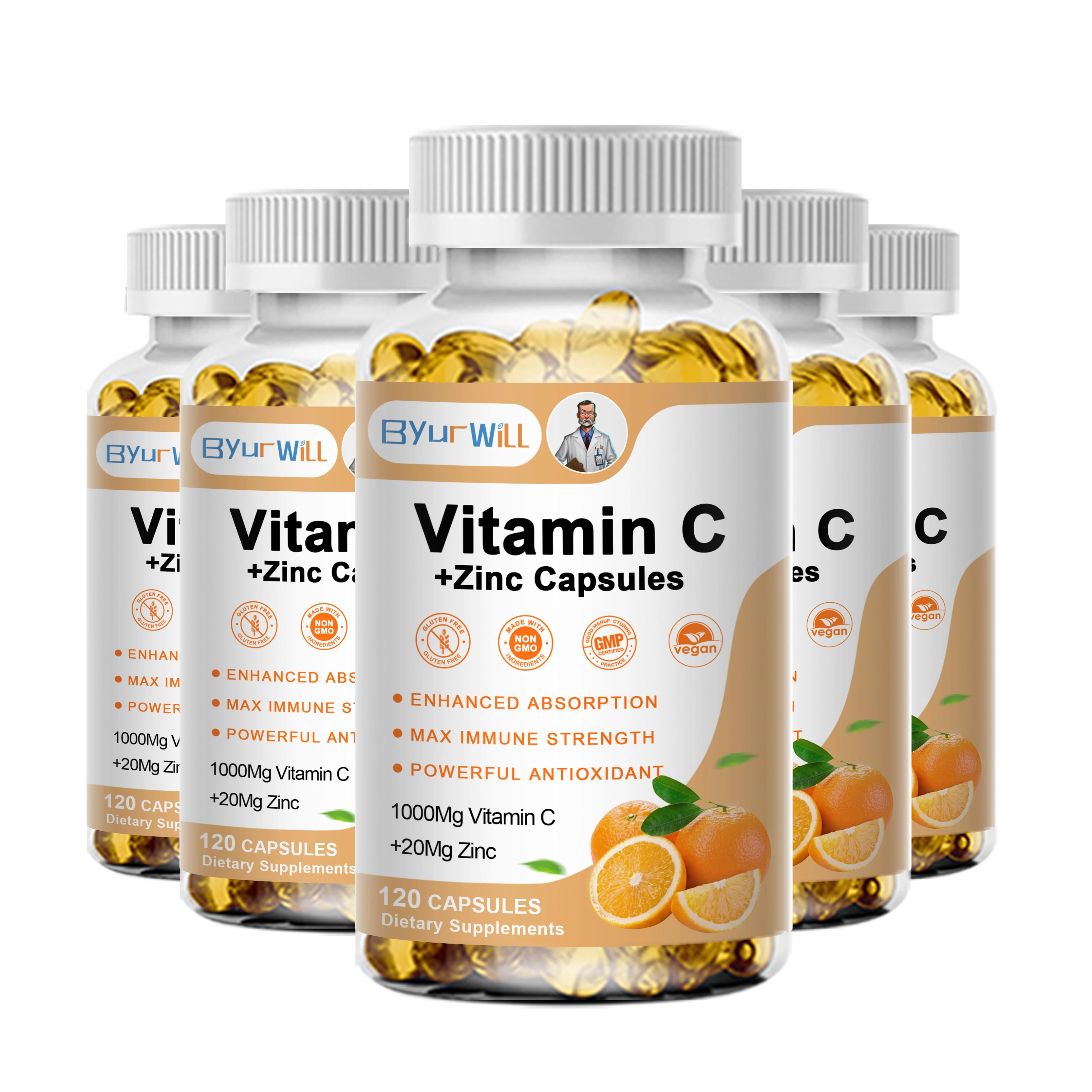 Vitamin C 1000mg with Zinc 20mg Strong Antioxidant Collagen Booster for Immune System and Skin Health Nutrition Supplements