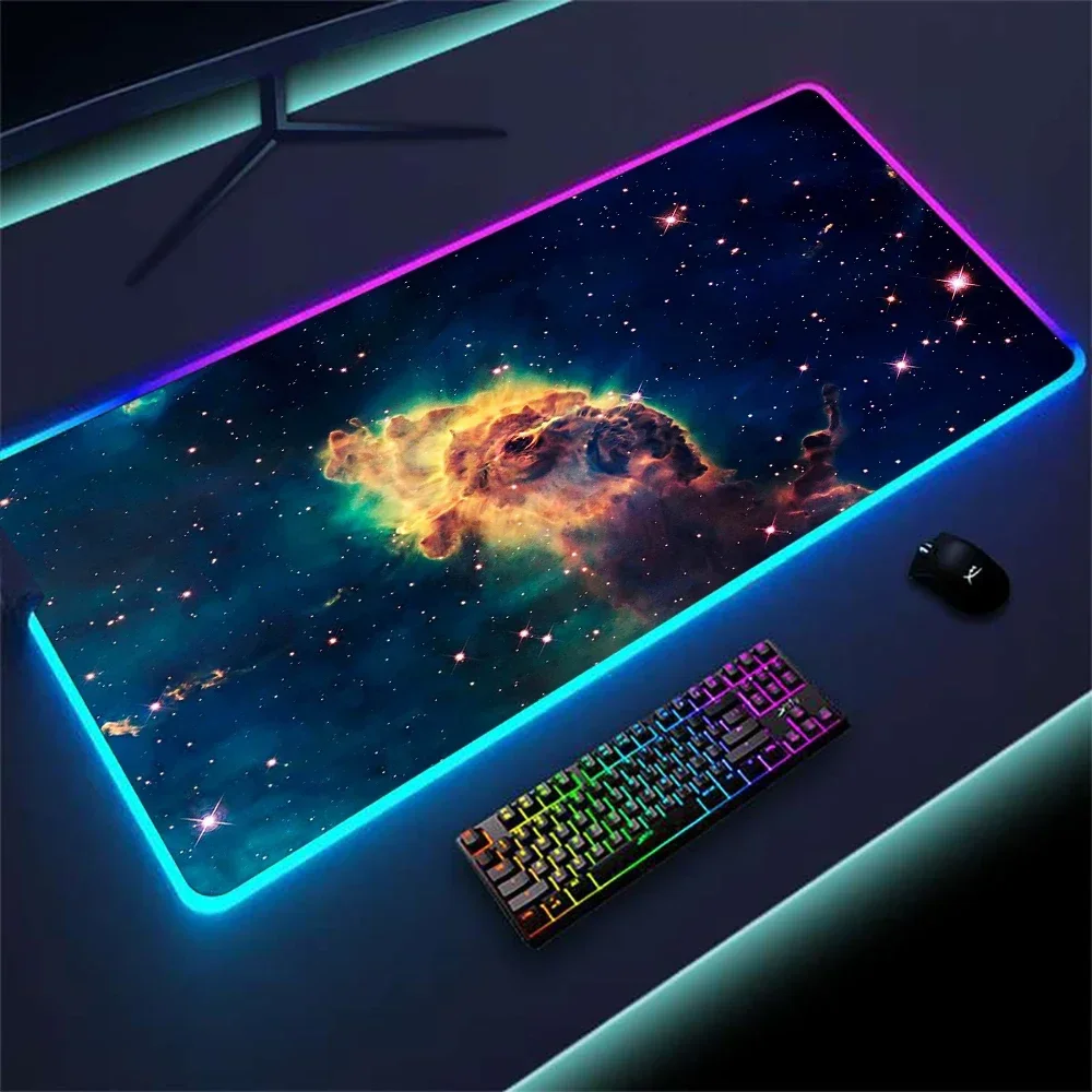 grande rgb led mouse pad grande universo mouse mats acessorios pc gamer galaxy space luminous gaming 900x400 via lactea 80x30 01