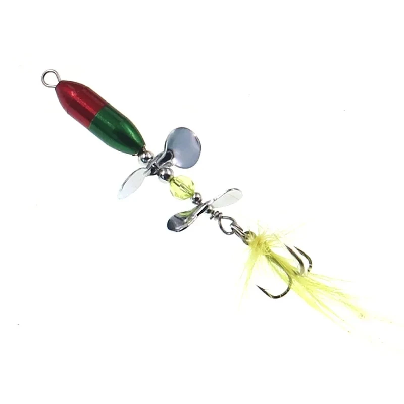 1PCS Rotating Spinner Sequins Fishing Lure 10g/7cm Artificial Wobbler Bait With Feather Fishing Tackle For Bass Trout