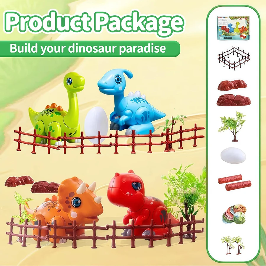 Magnetische dinosaurusspeelgoedset voor kinderen DIY magnetische mix of match Dino-speelgoed met lichtgeluiden STEM educatief speelgoed magnetische blokken