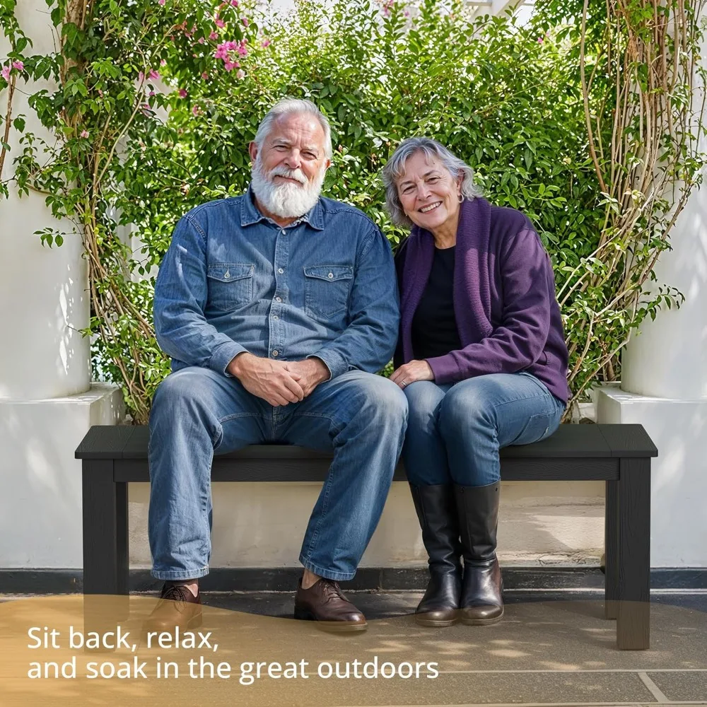 

Outdoor Bench with Straight Legs, All-Weather 2-Person Outdoor Backless Benches, Weatherproof Heavy-Duty Garden Bench.