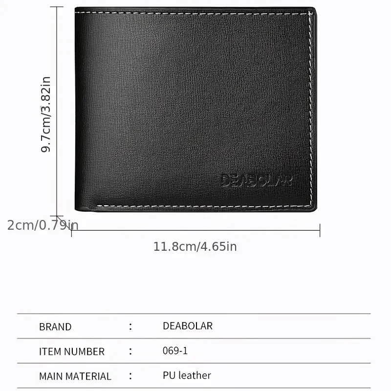 Pu Leather Men Short Wallet Thin Style Folding Young Men Credit Card Holder Wallet image 3
