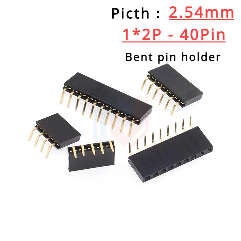 

10PCS 1X/2/3/4/5/6/8/10/40 PIN Single Row Right Angle FEMALE PIN HEADER 2.54MM PITCH Strip Connector Socket 3p/4p/6p/8p/20p/40p