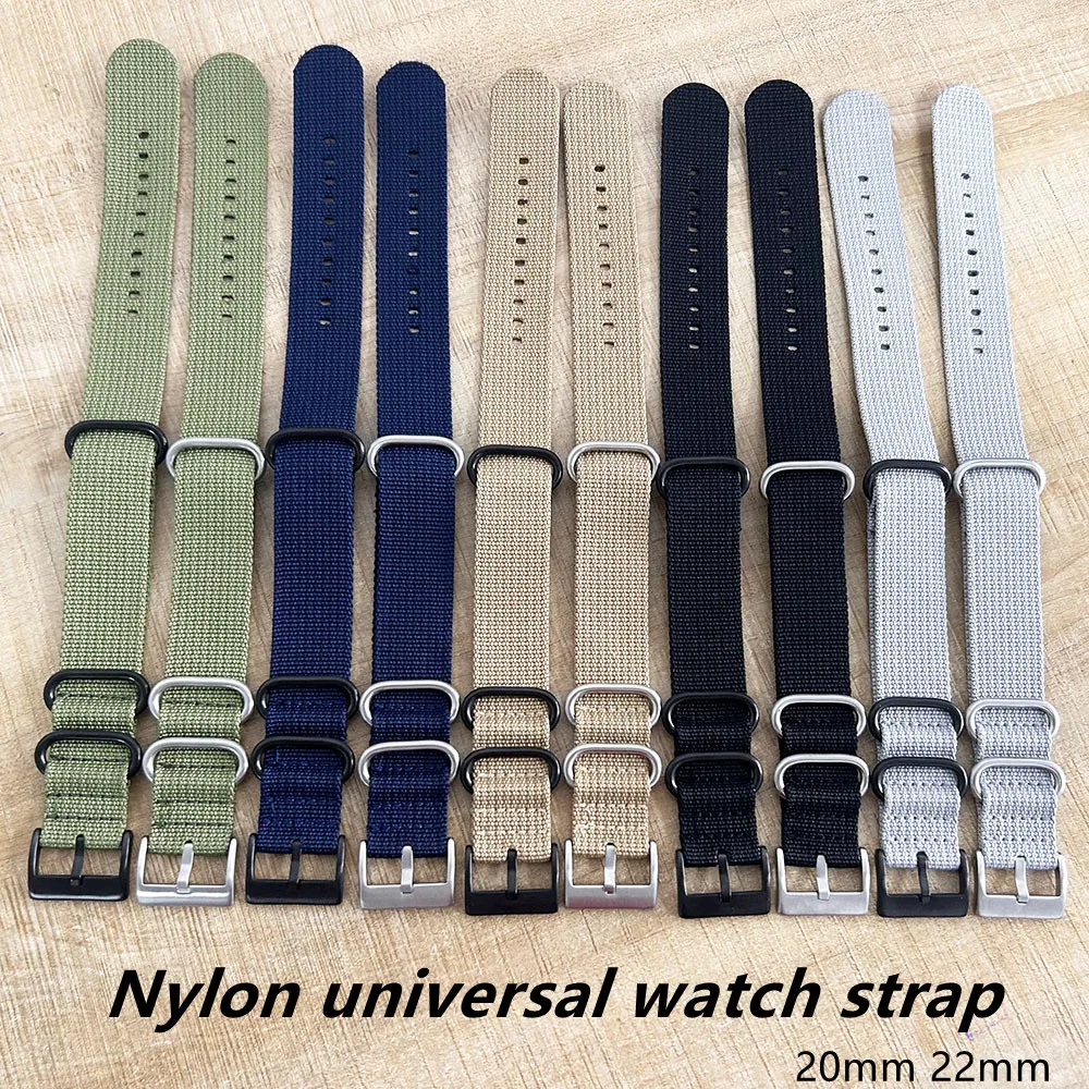 20mm 22mm Nylon universal watch strap nato watchband Stainless steel needle buckle bracelet for Seiko Huawei  Omega IWC