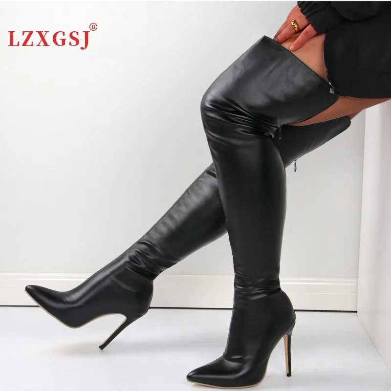 Big Size 46 Women's Boots High Heel 11cm Over Knee Boots Back Zipper Fashion Personality Boots