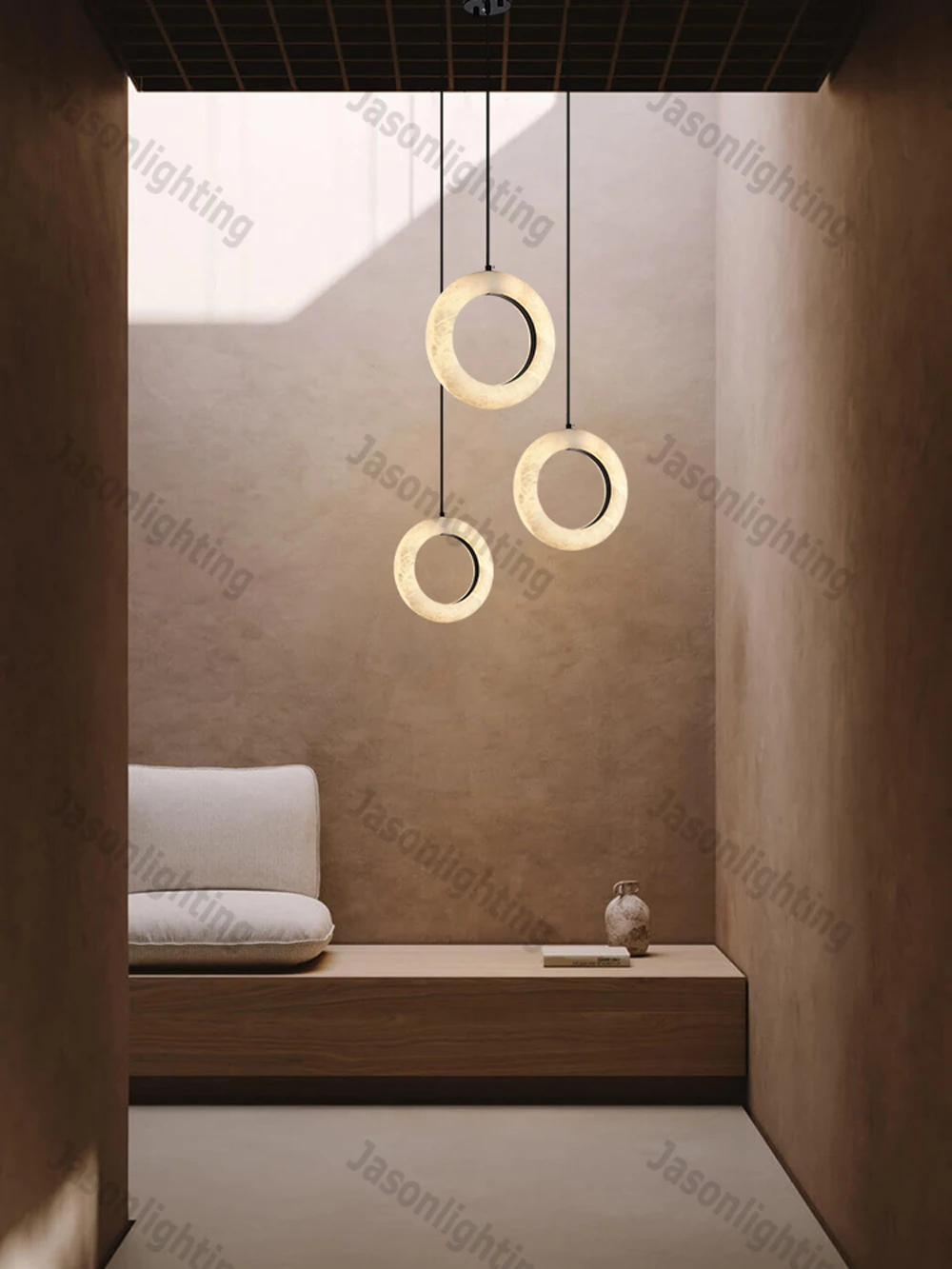 LED Postmodern Natural Marble Circle Chandelier