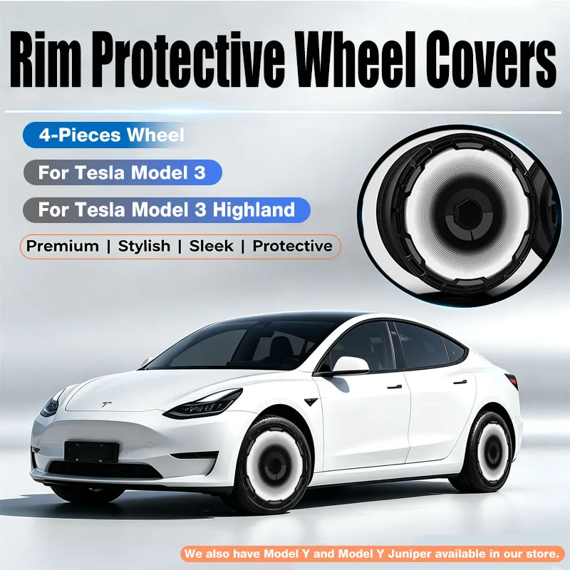 Full‑Rim Wheel Cover Protectors Anti‑Scratch Rim Guards For Tesla Model 3 & Model 3 Highland Full Wrap Hub Caps Car Accessories