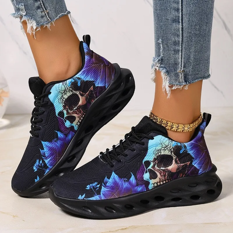 

Fashion Women Shoes Casual Sneakers Skeleton Pattern Women's Sports Shoes Comfortable Women Leisure Flats Outdoor Walking Shoes