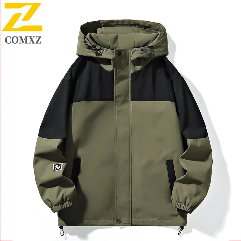 

COMXZ Men Handsome Coat 2025 Loose Wear Resistant Minimalist Cycling Work Jackets Breathable Travel Gorpcore Windbreaker Jacket