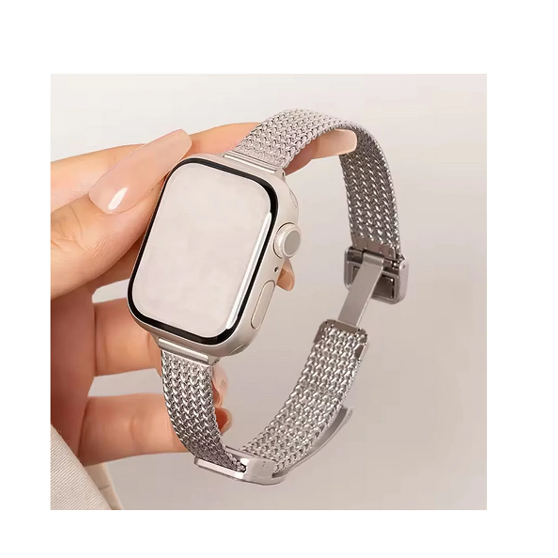 Cinturino in acciaio inossidabile da donna con fibbia magnetica per Apple Watch Ultra 2 49mm 46mm 44 45 38 42 41mm Bracciale cintura iWatch Se 40mm band