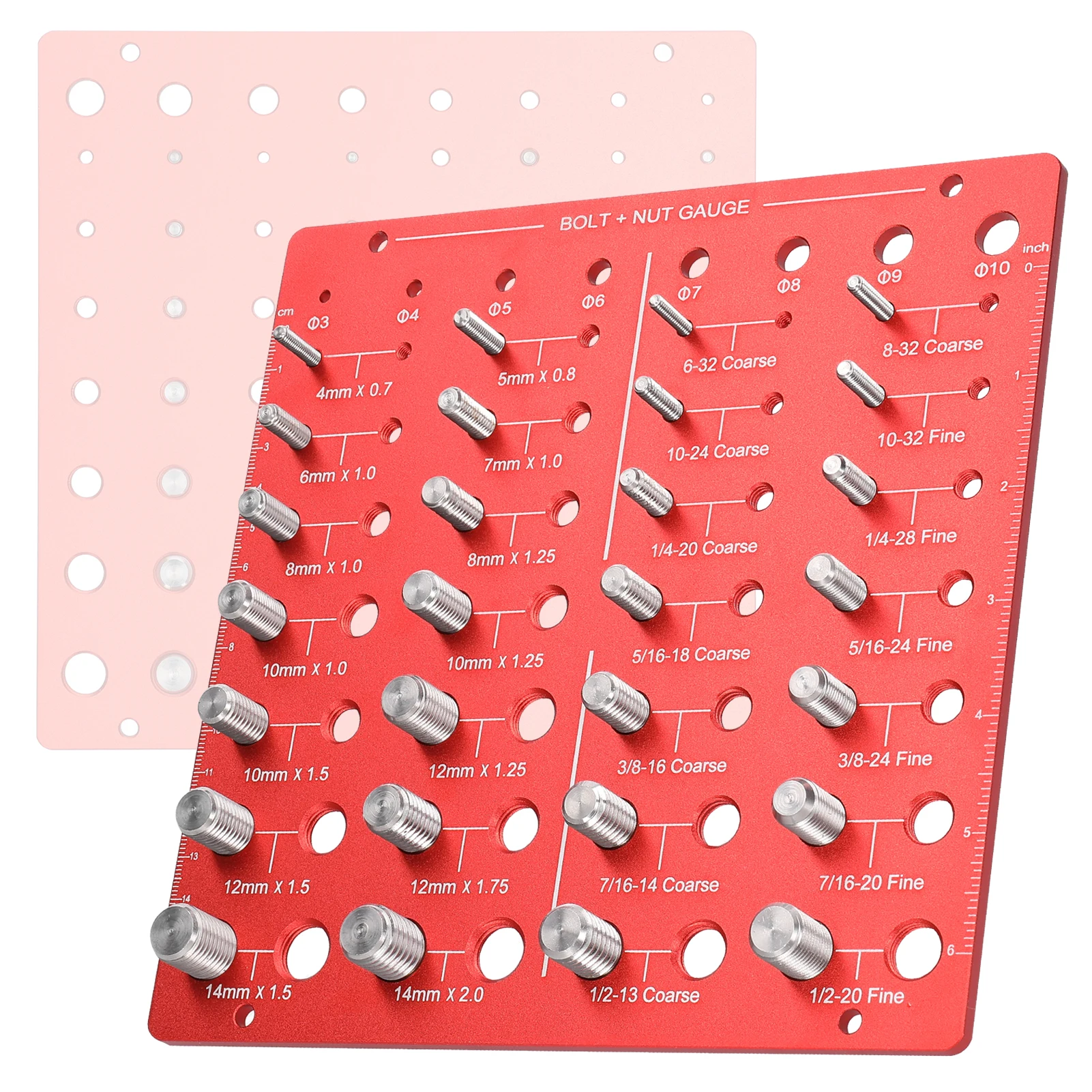 Imagem -04 - Porca e Parafuso Thread Checker Grupo 28 Thread Identifier Gauge Polegada e Tamanho Métrico Precise Screw Size e Thread Measuring Tools